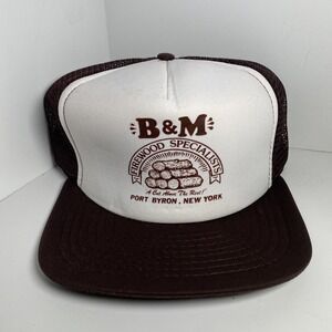 Vtg NWOT B&M Firewood Specialists Port Byron NY Trucker SnapBack Hat Cap Calhead